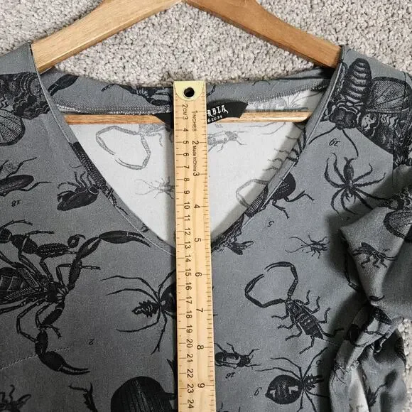 Disturbia Dress Womens 2 Gray Parasite Smock Mini Insects AOP Goth Feminine - Picture 4 of 16